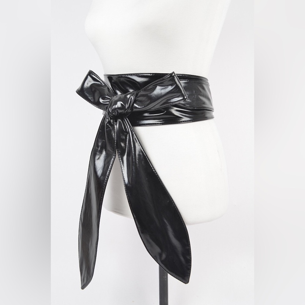 Metallic Vegan Leather Obi Statement Belt - Picture 4 of 6